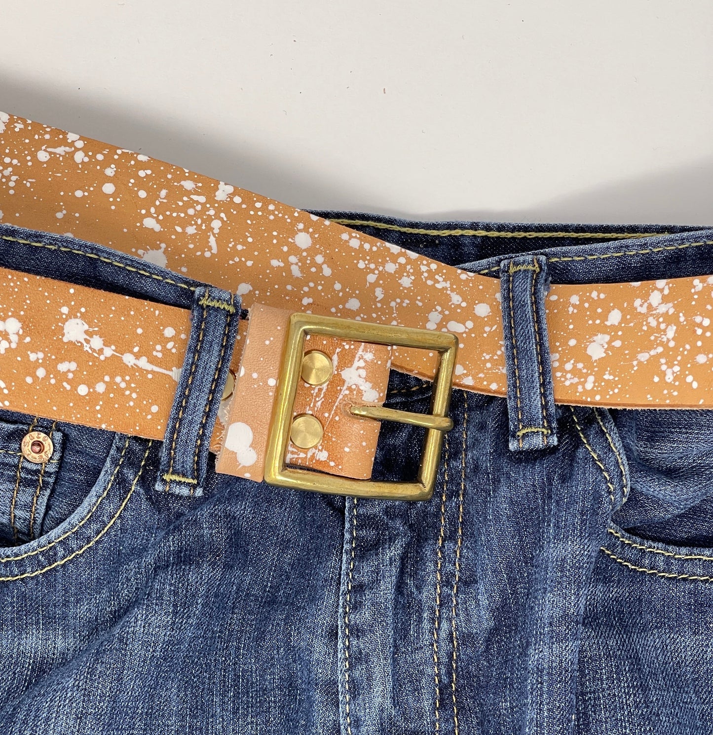 1.5" Splatter Leather Hipster Belt - Pick Your Size and Leather Style