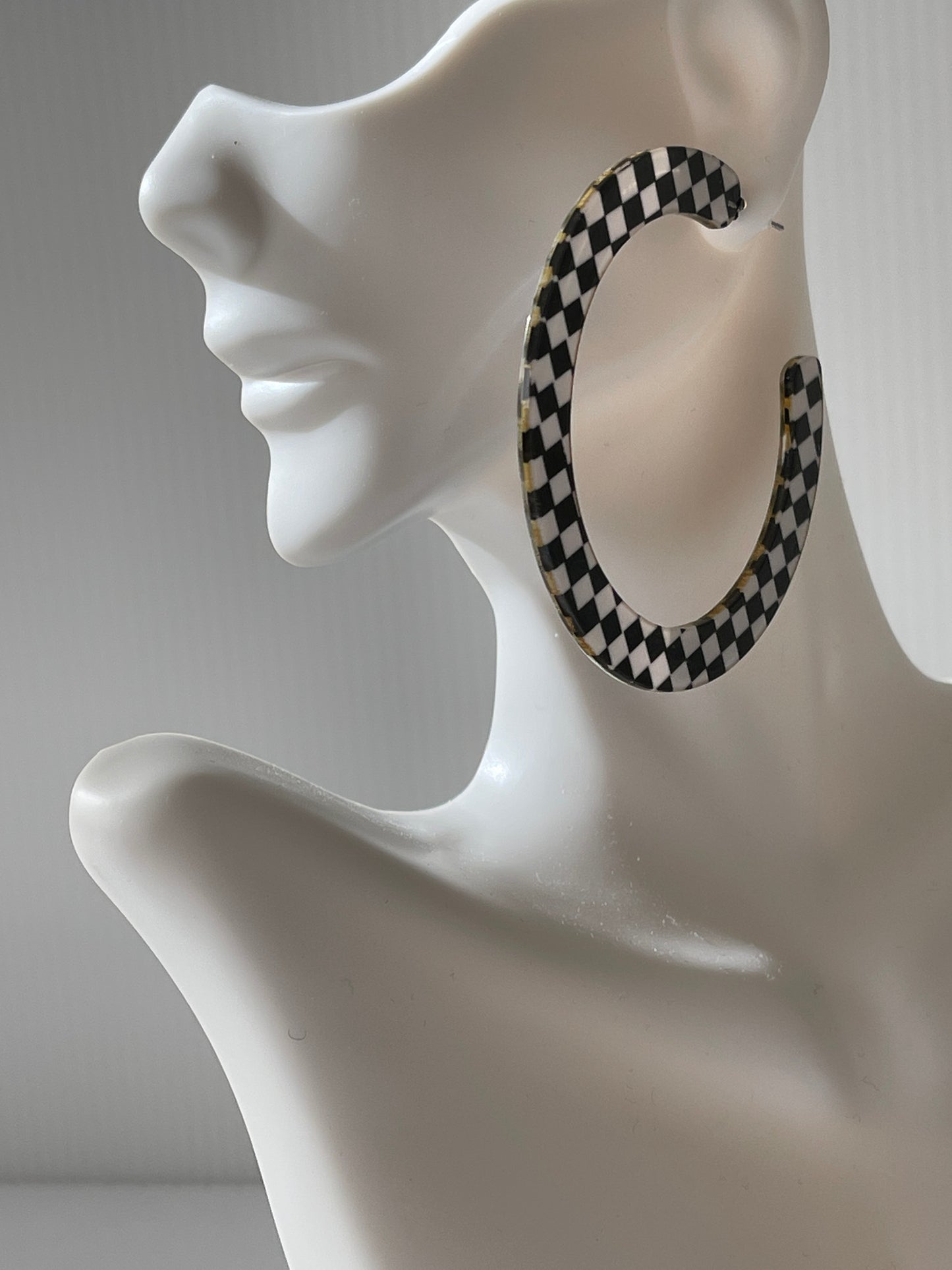Fantastic Plastic Jumbo Checkerboard Hoop Earrings
