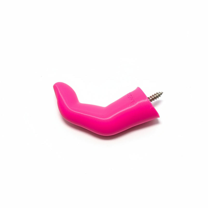 Neon Pink 3D printed finger shaped wall hook with screw